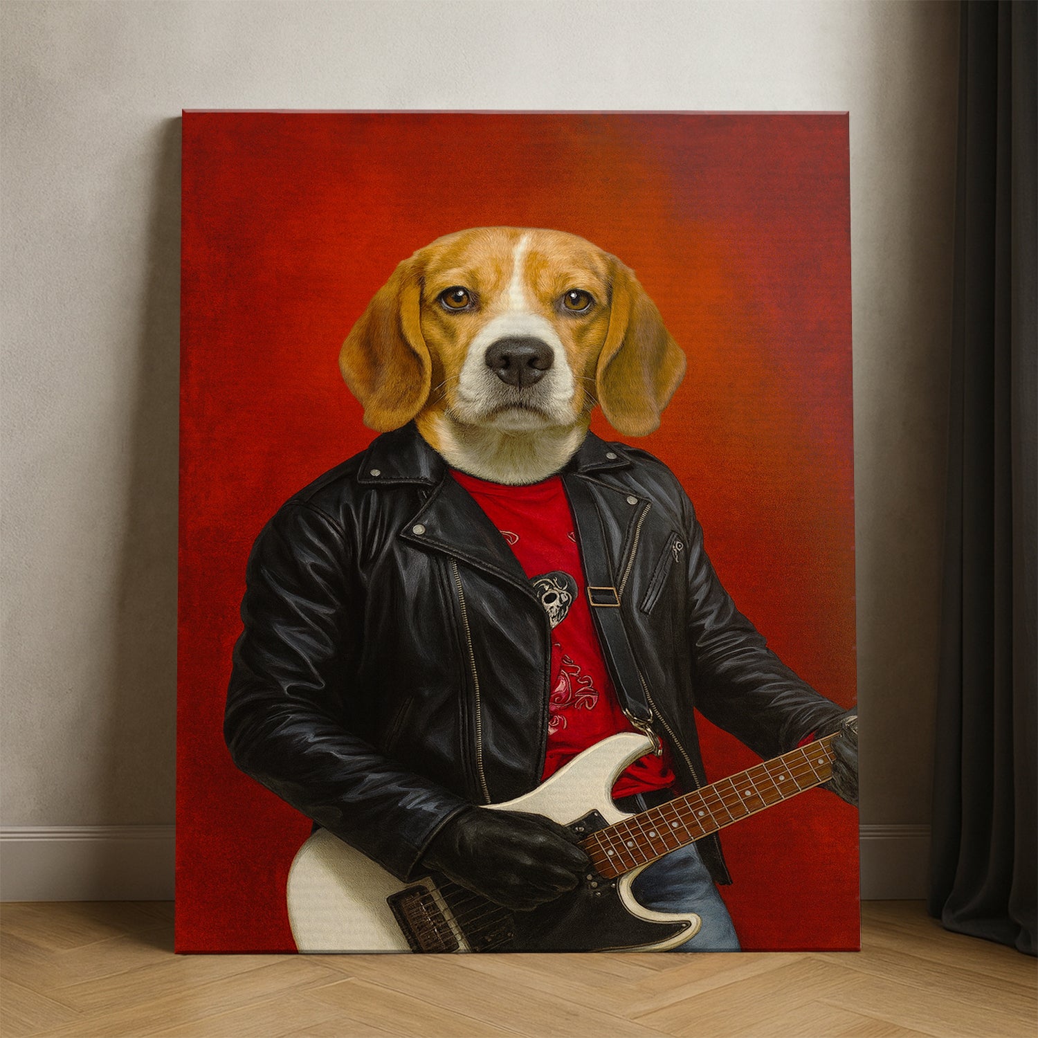 Custom Photo Guitarist Dog Canvas Gift For Dog