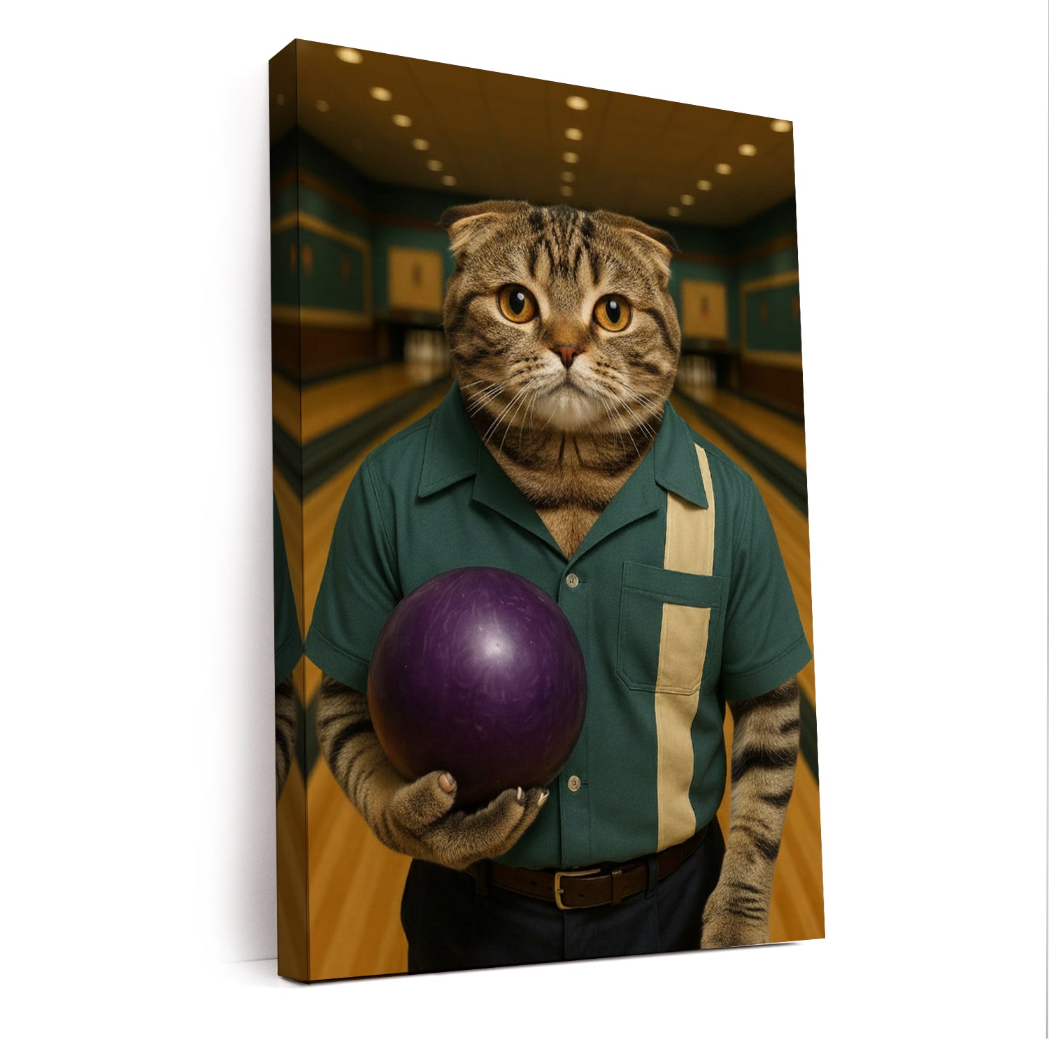 Custom Photo Bowling Cat Canvas Gift For Cat Lovers