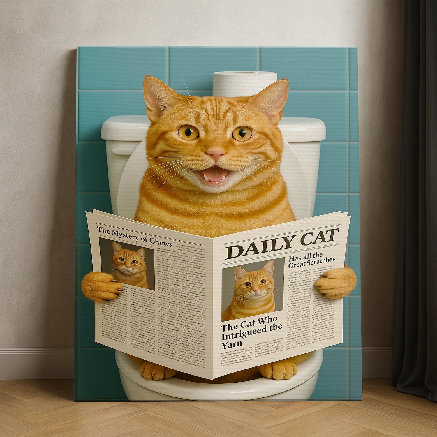 Custom Photo Cat Toilet Bathroom Canvas Wall Art