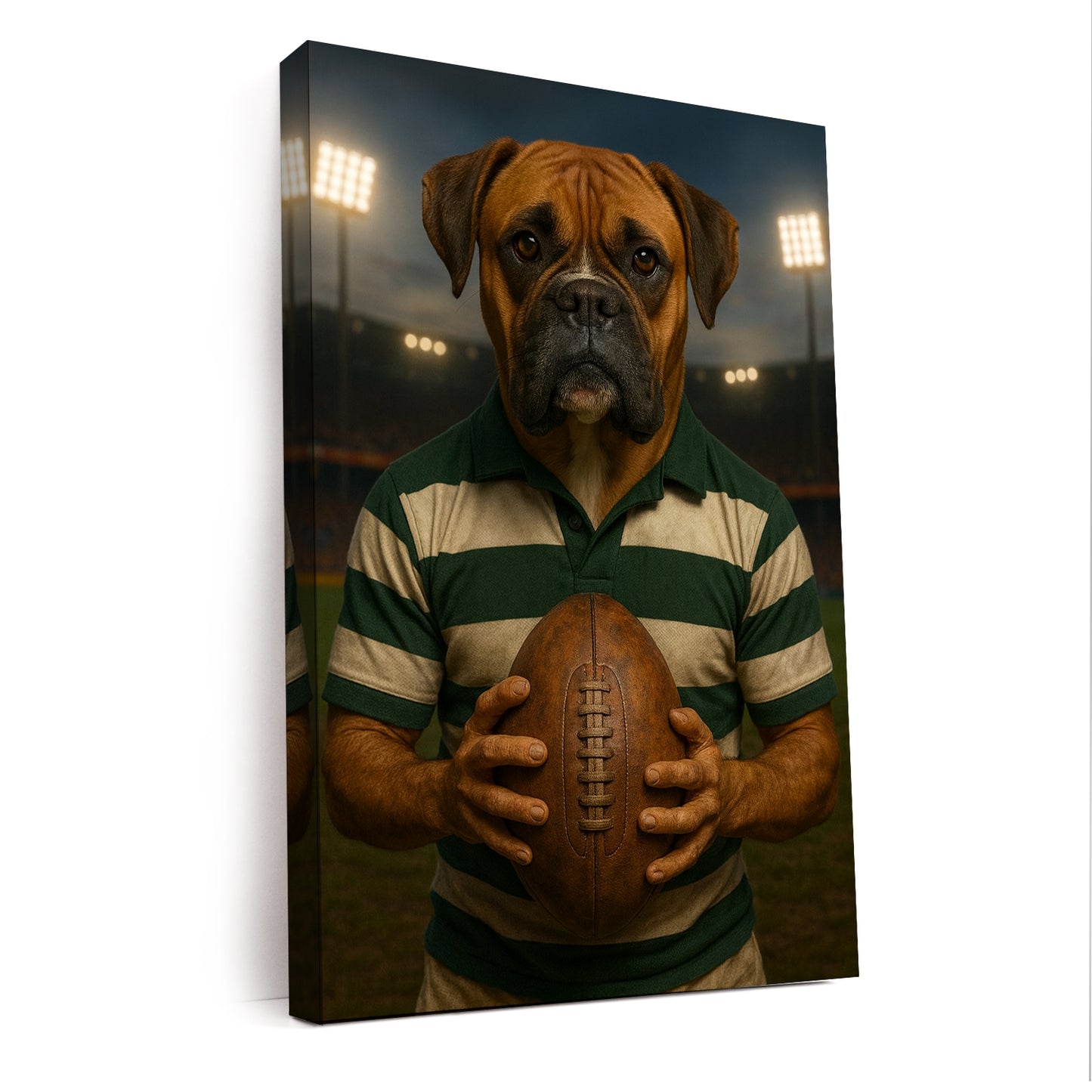 Custom Photo Rugby Player Dog Canvas Gift For Dog Lover