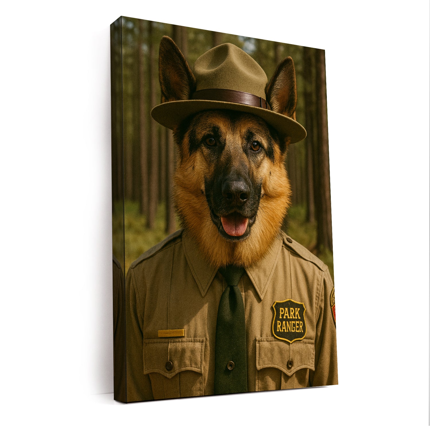 Custom Photo Park Ranger Dog Canvas