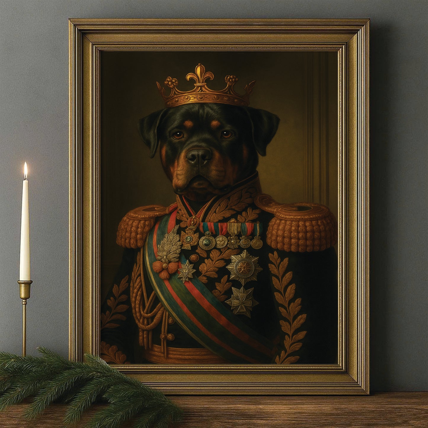 Custom Photo Dog King Crown Royal Canvas Framed Wall Art Framed Wall Art _ Gift For Dog Lovers