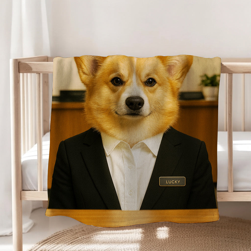 Custom Photo Receptionist Dog BlanketGift For Dog Lovers