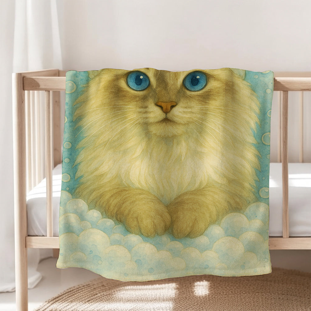 Custom Cat Potrait In Bathroom Blanket