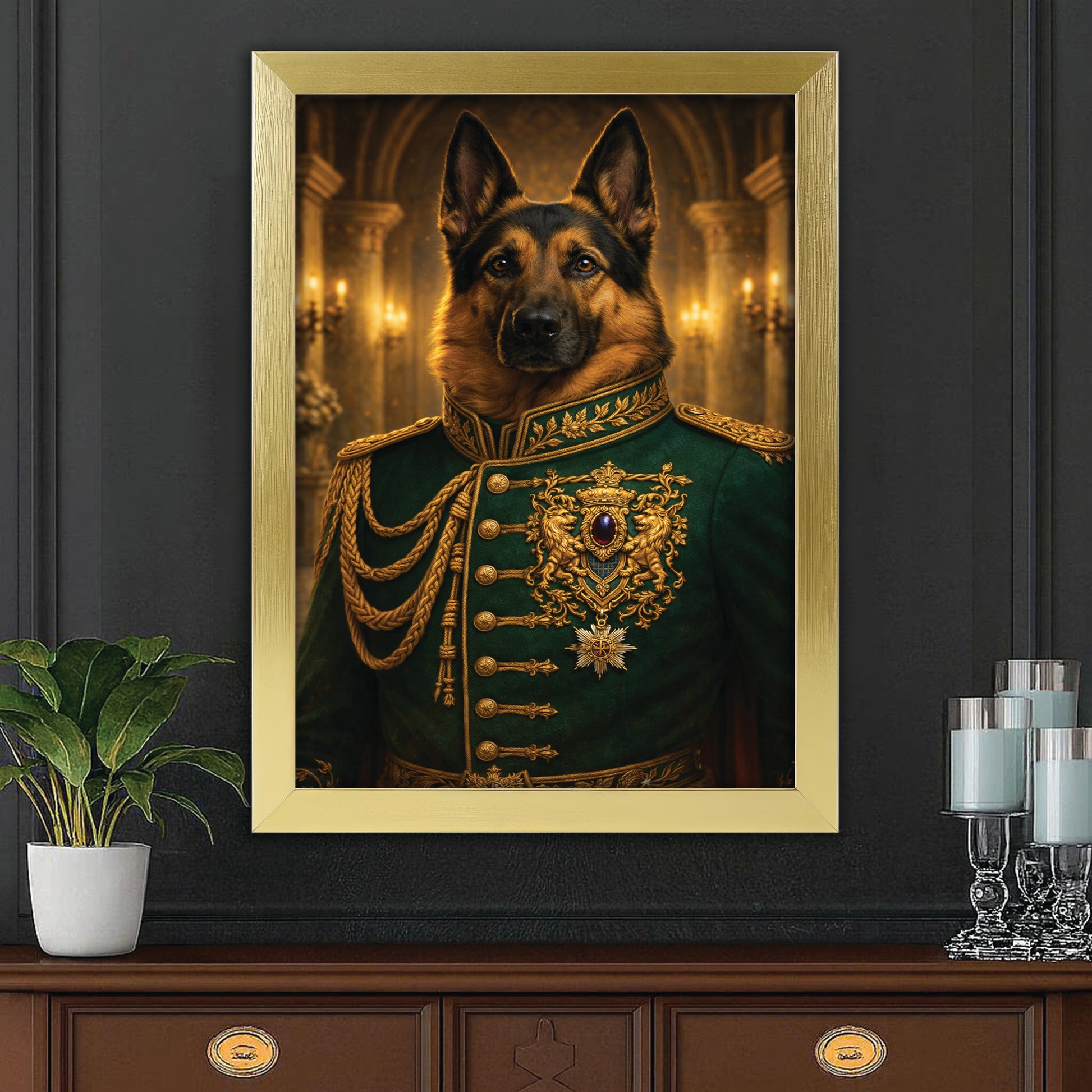 Custom Photo Dog Royal Style 11 Canvas Framed Wall Art Gift For Dog Lovers