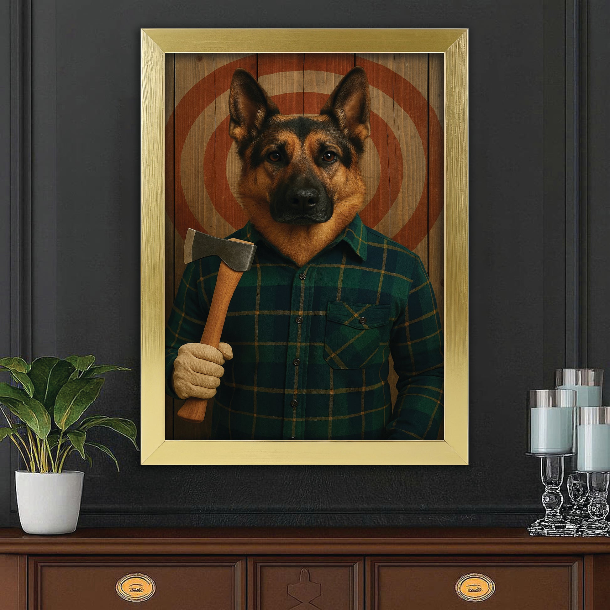 Custom Photo Axe Throw Dog Canvas Framed Wall Art Gift For Dog Lovers