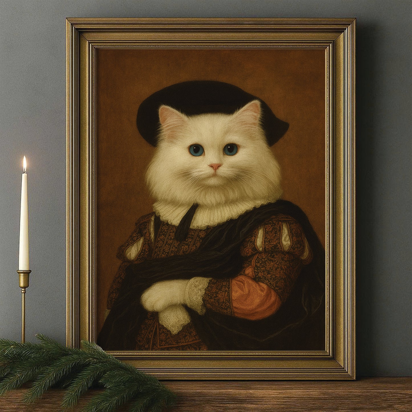 Custom Photo Royal Cat Canvas Framed Wall Art Cat Lover Gifts