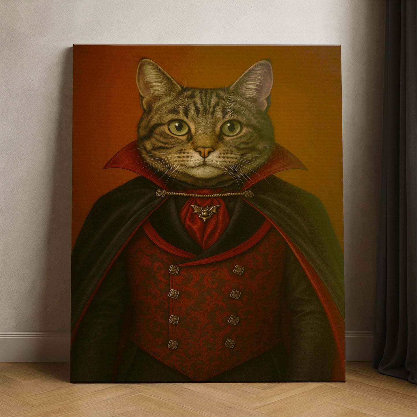 Custom Photo Vampire Cat Canvas Gift For Cat Lovers