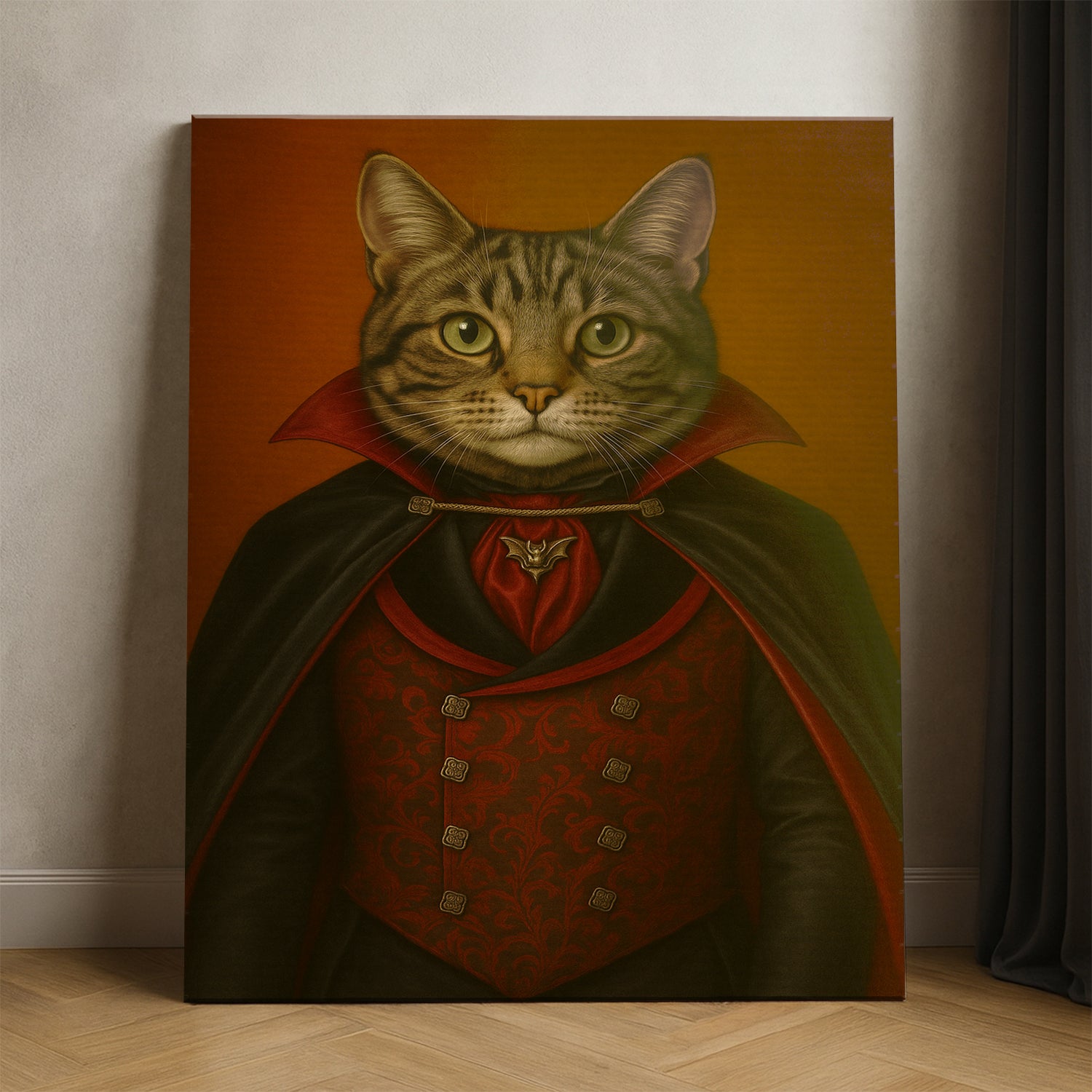 Custom Photo Vampire Cat Canvas Gift For Cat Lovers