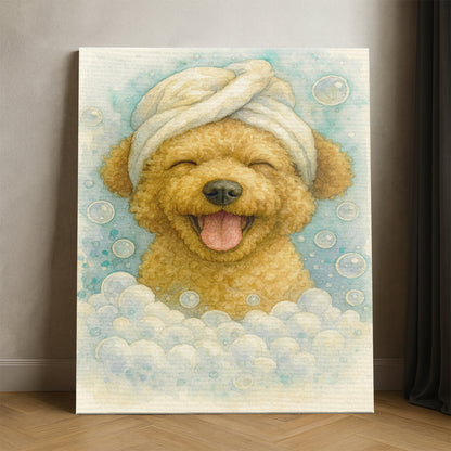 Custom Dog Potrait In Bathroom Canvas