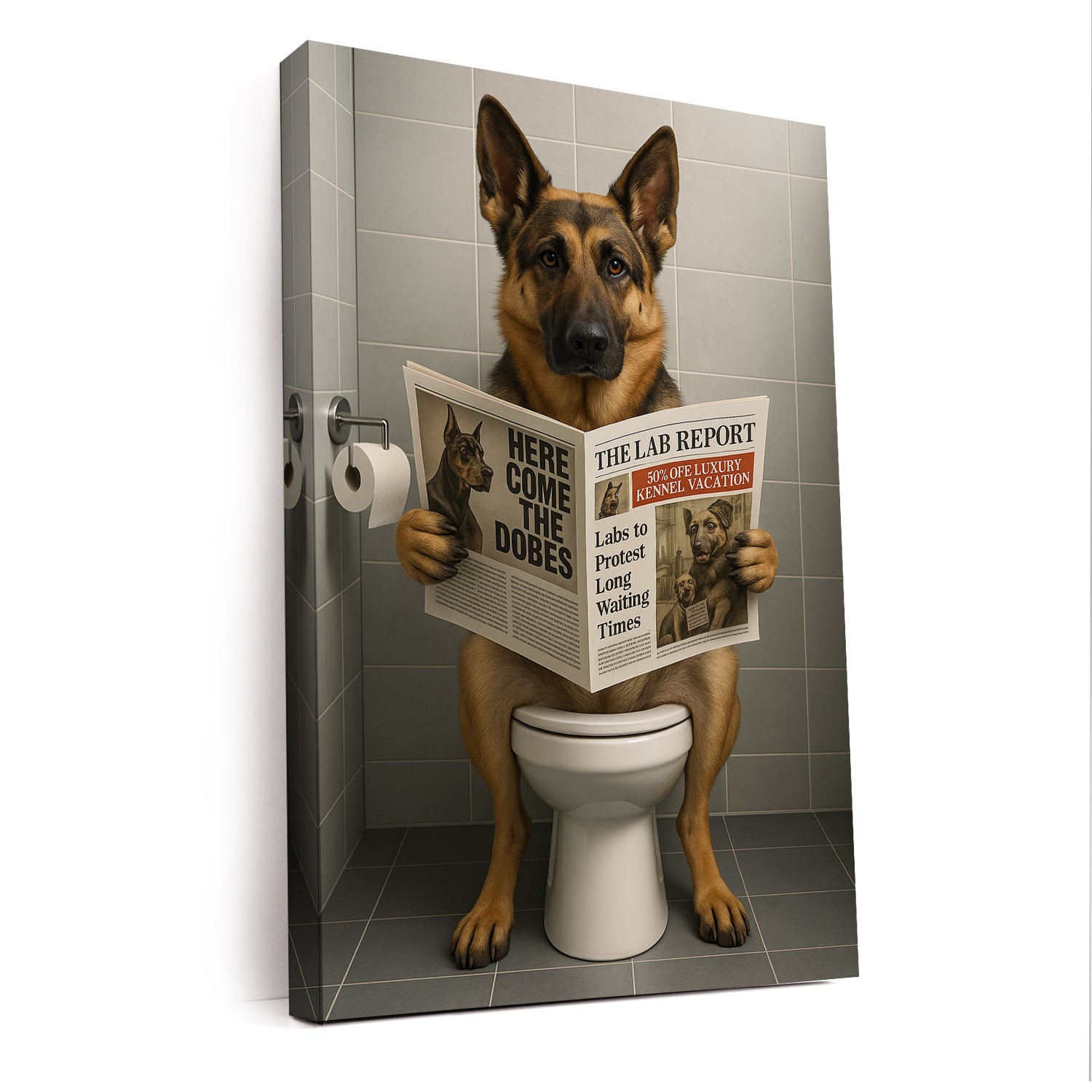 Custom Photo Dog Bathroom Canvas Style 03 Gift For Dog Lovers