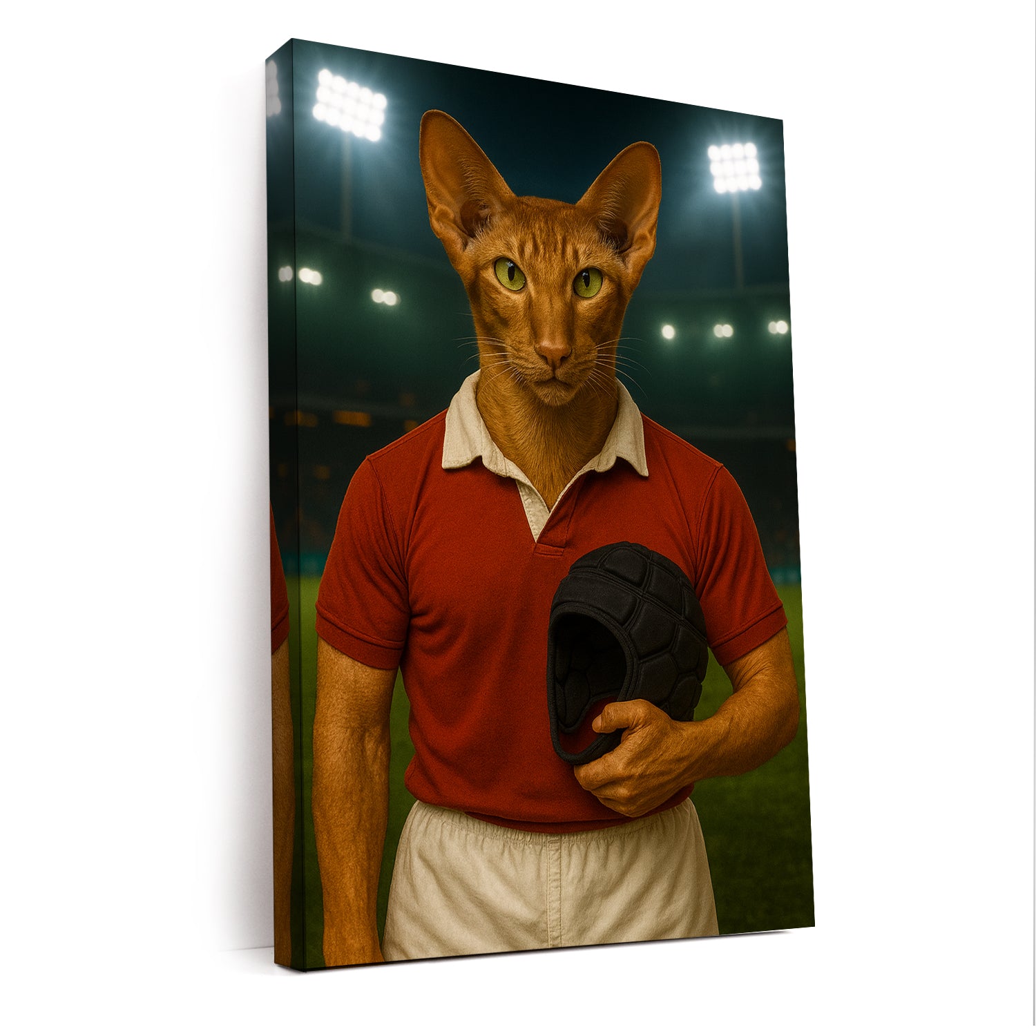 Custom Photo Rugby Player 2 Cat Canvas Gift For Cat Lovers