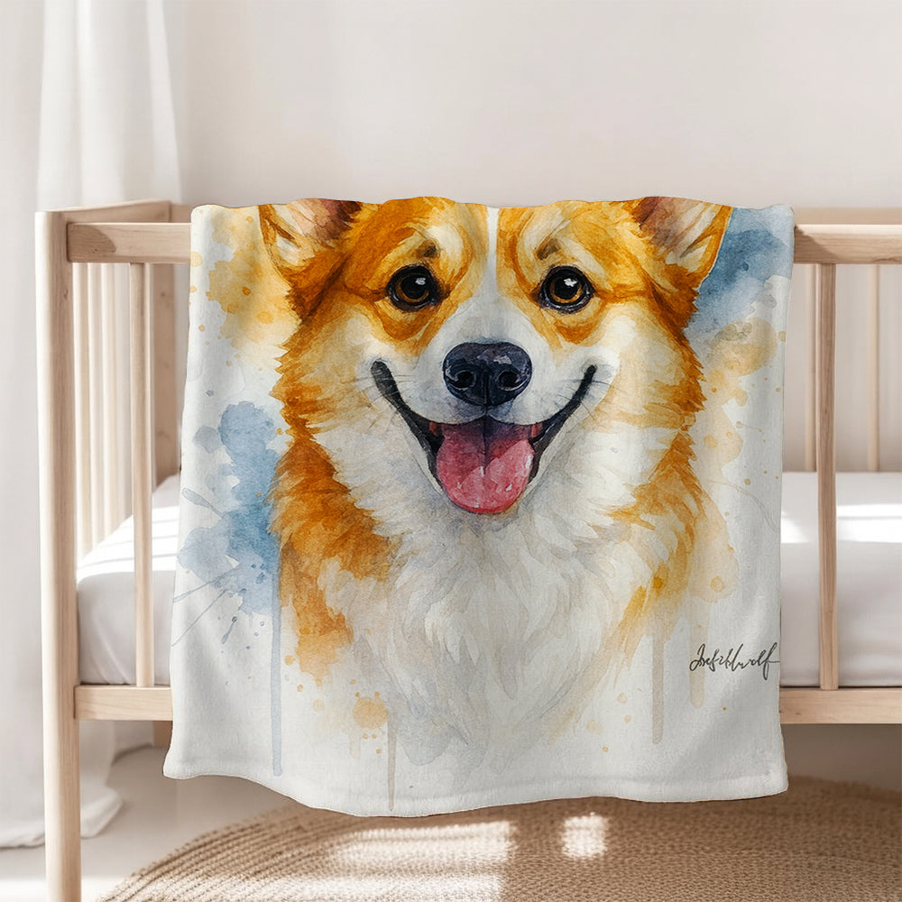 Custom Photo Dog Watercolor Artwork Blanket Gift For Dog Lover