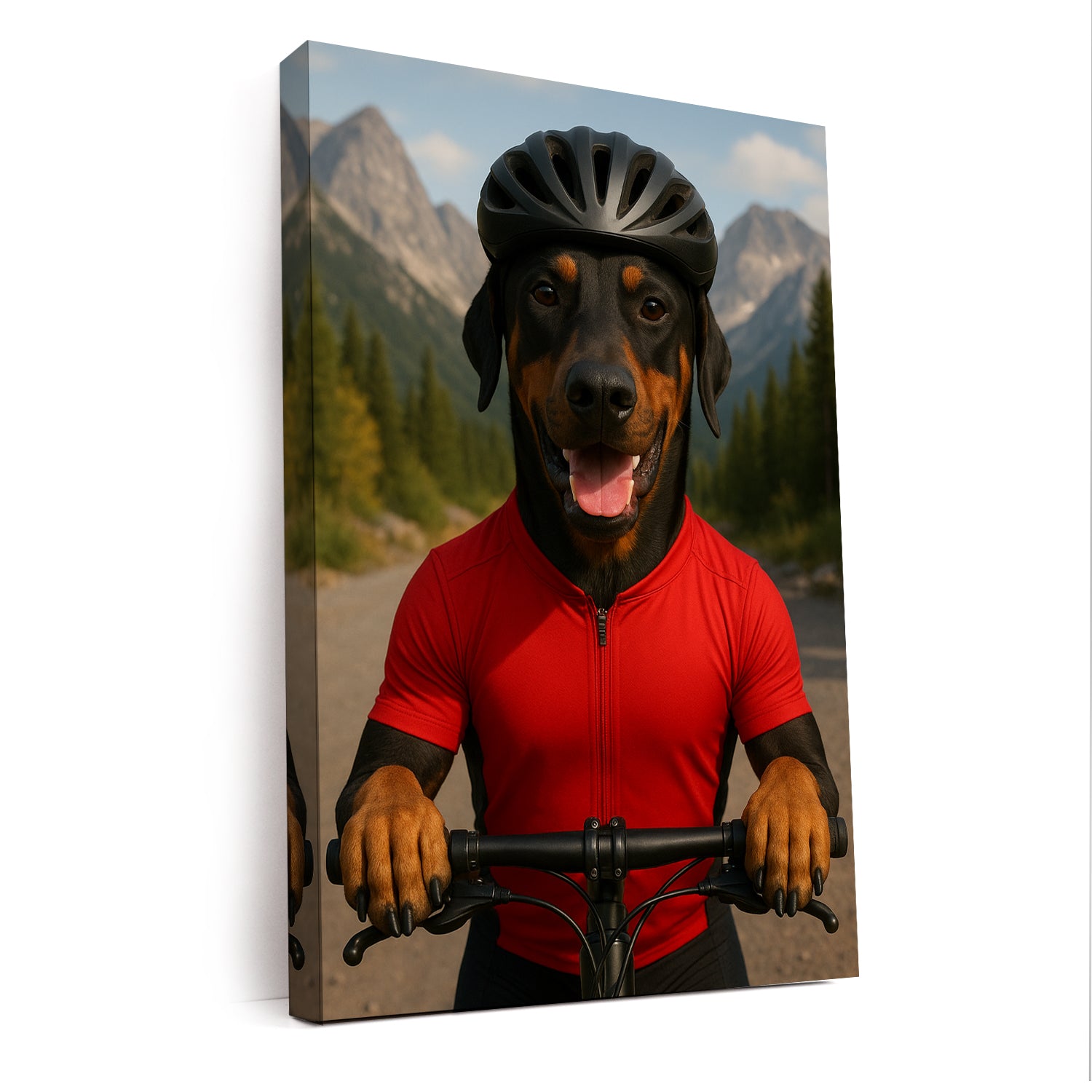 Custom Photo Cyclist Dart Bike Dog Canvas Gift For Dog Lovers