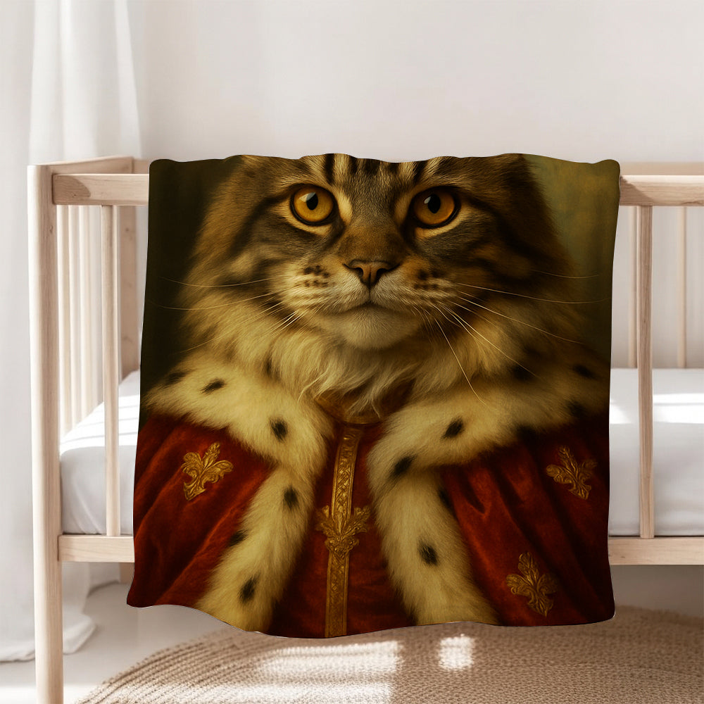 Custom Photo Cat Royal Blanket Pet King Portrait
