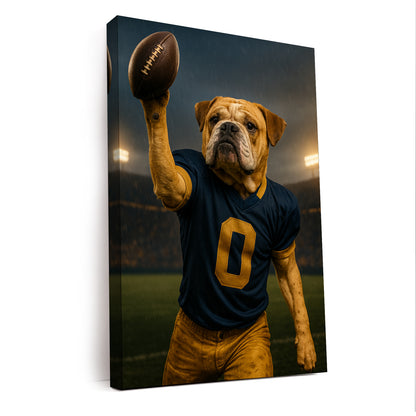 Custom Photo Football Player Canvas Gift For Dog Lovers