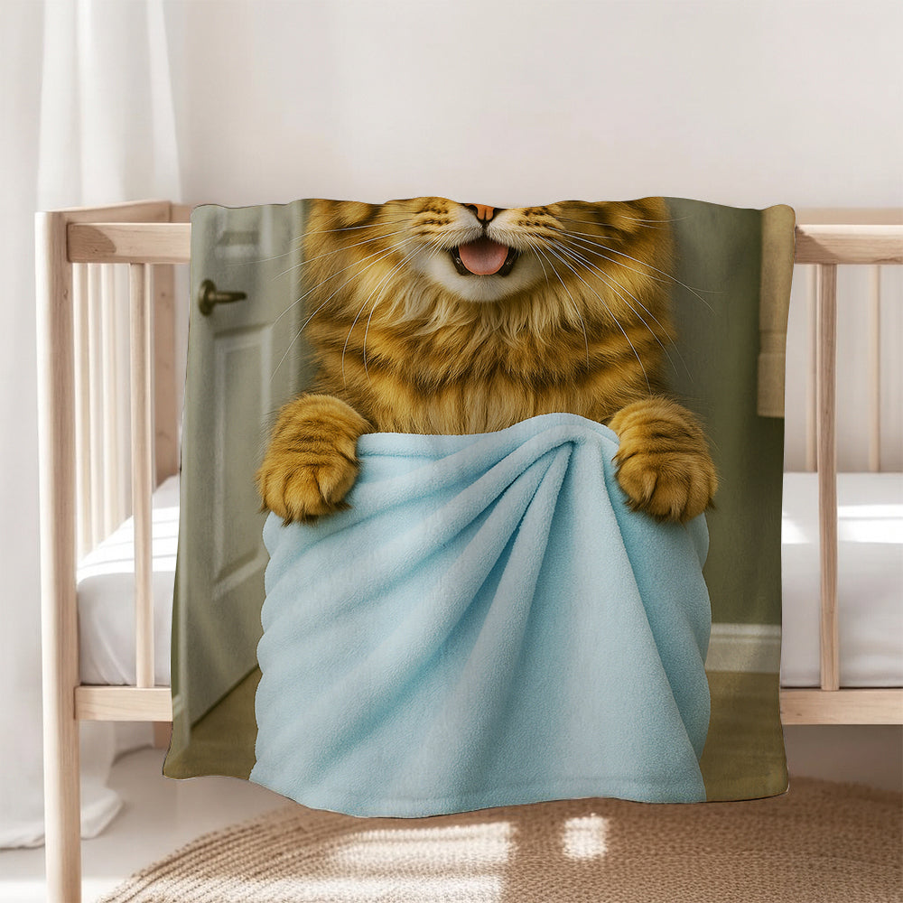 Custom Cat Photo In Bathroom Blanket Cat Lover Gifts