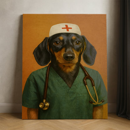 Custom Photo Nurse Dog Canvas Gift For Dog Lovers