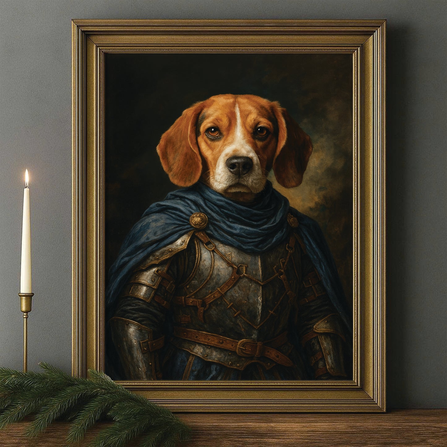 Custom Dog Photo Viking Canvas Framed Wall Art Framed Wall Art _ Gift For Dog Lovers