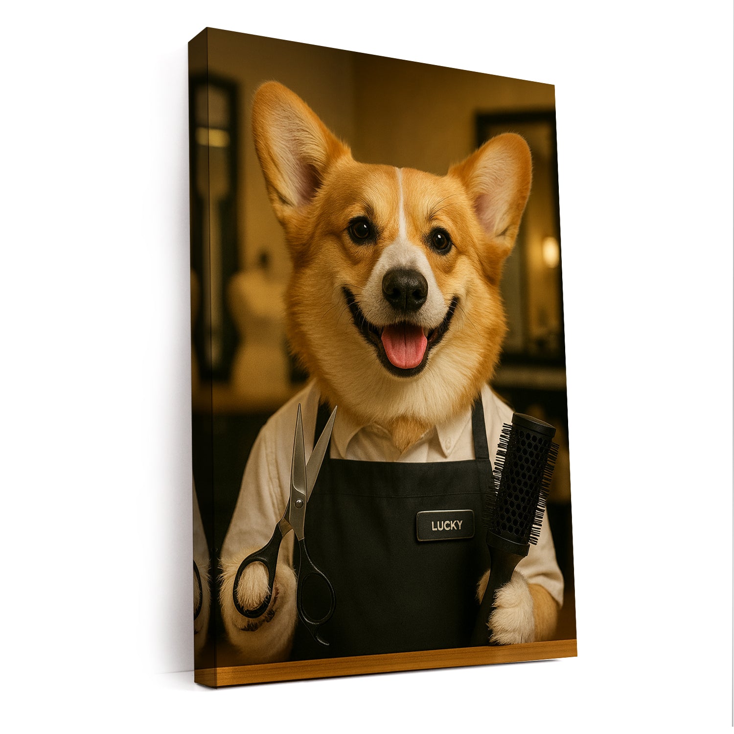 Custom Photo Hair Stylist Dog Canvas Gift For Dog Lovers