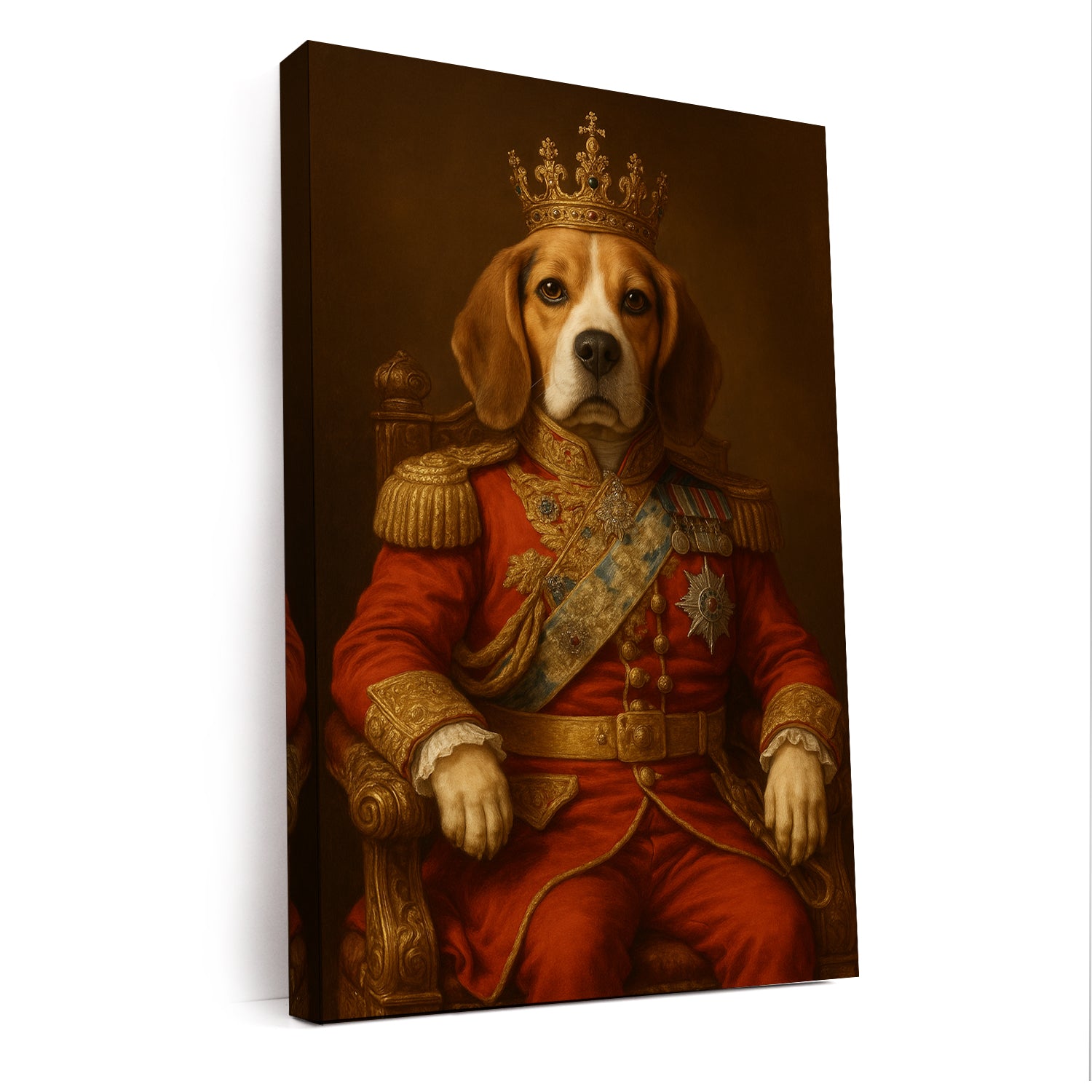 Custom Photo King Dog With Crown Royal Canvas Gift For Dog Lovers