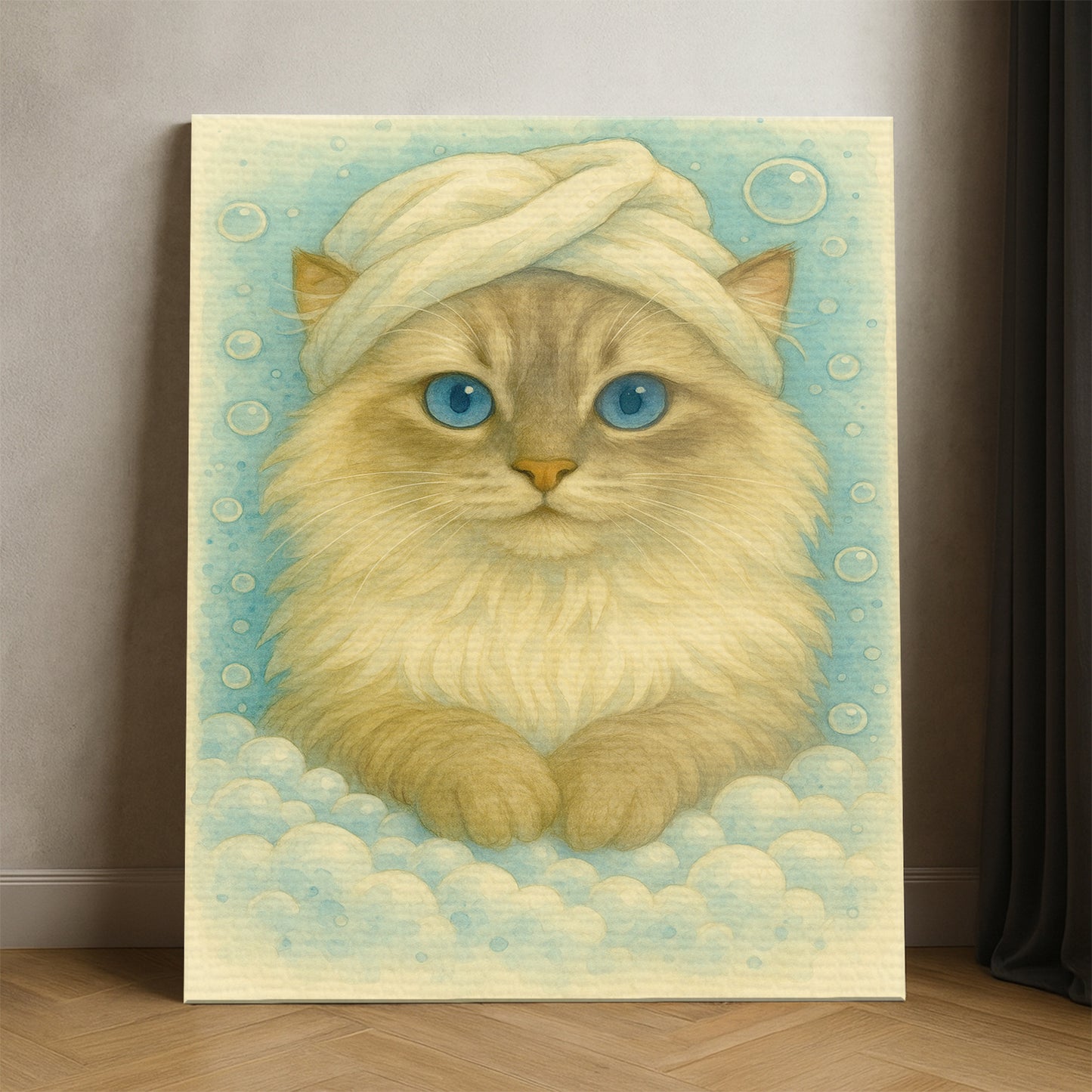 Custom Cat Potrait In Bathroom Canvas