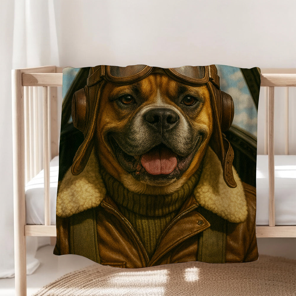 Custom Photo Pilot Dog BlanketGift For Dog Lover