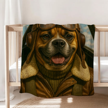 Custom Photo Pilot Dog BlanketGift For Dog Lover