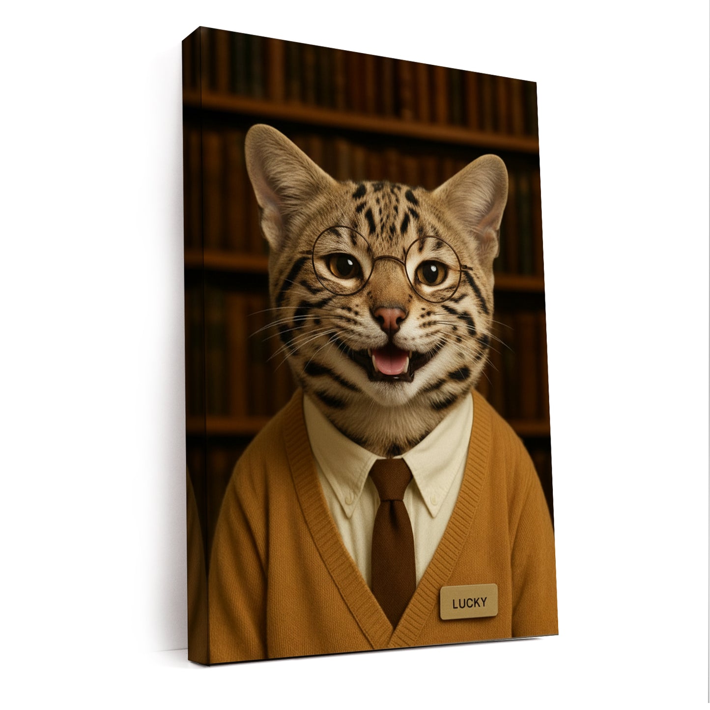Custom Photo Librarian Book Lover Cat Canvas Gift For Cat Lovers