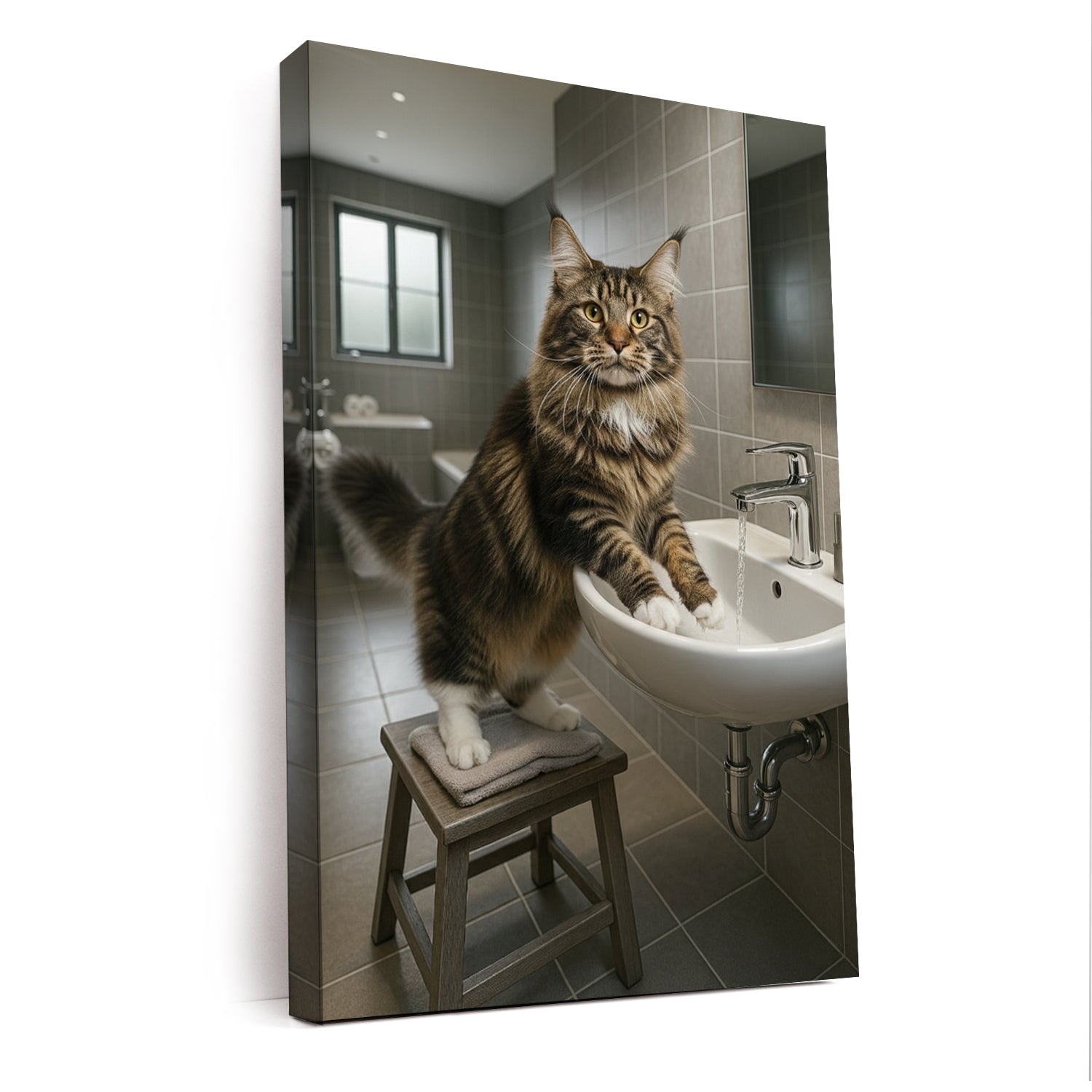 Custom Photo Cat In Bathroom Style 1 Canvas Gift For Cat Lovers