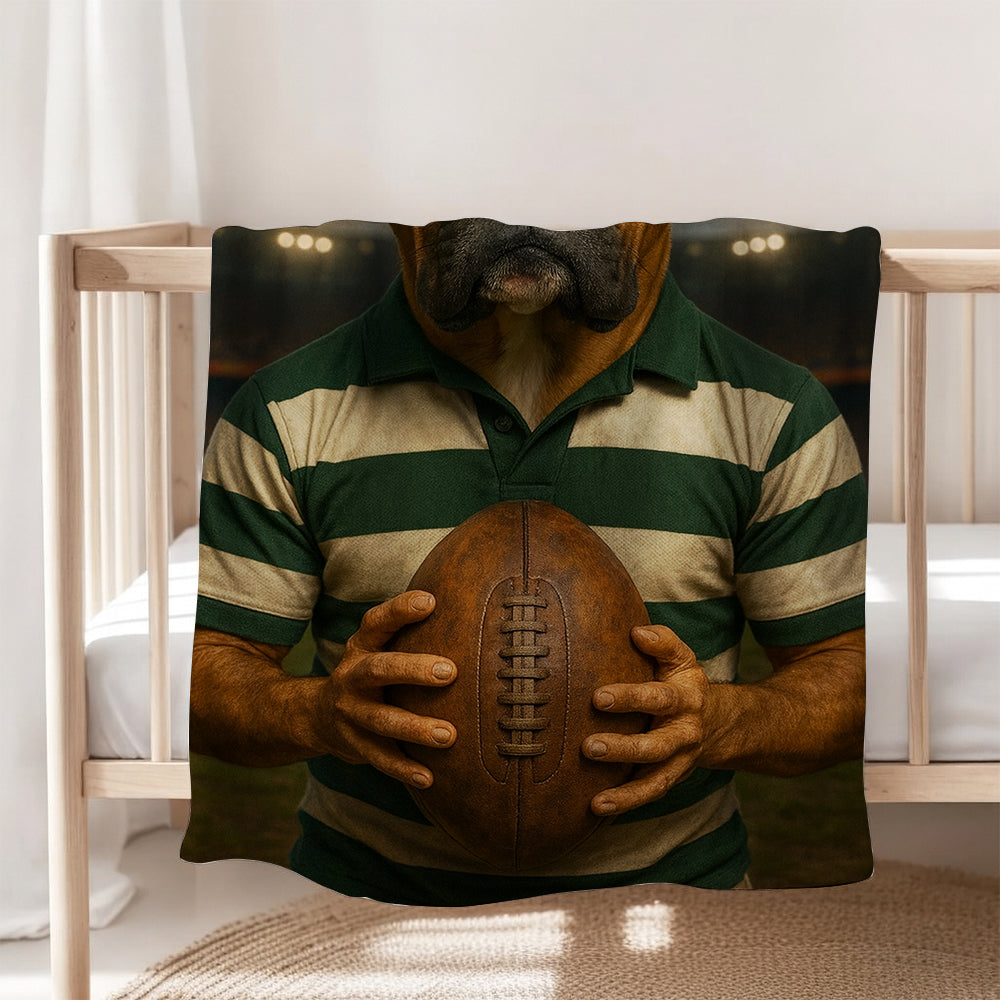 Custom Photo Rugby Player Dog BlanketGift For Dog Lover