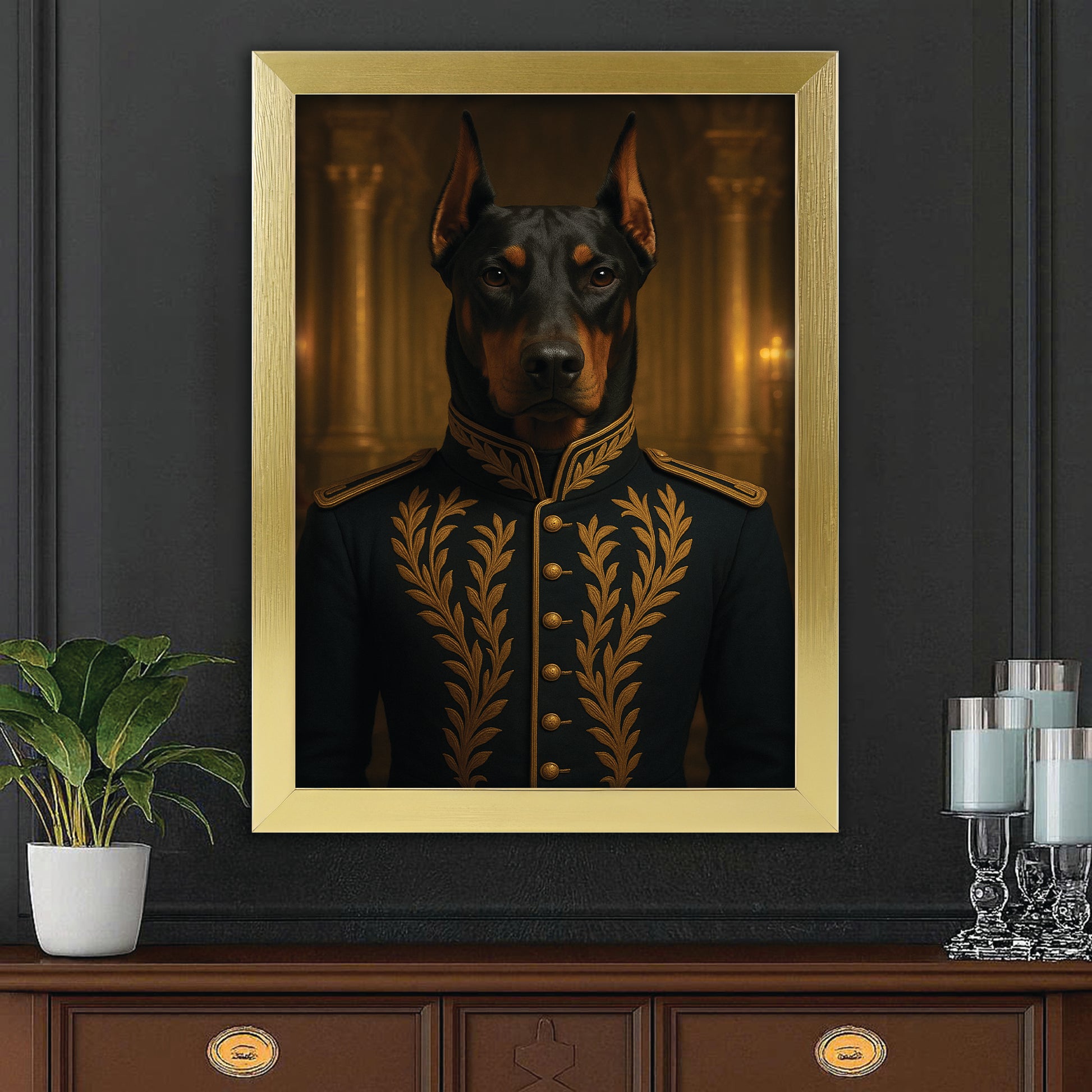 Custom Photo Dog Royal Style 10 Canvas Framed Wall Art Gift For Dog Lovers