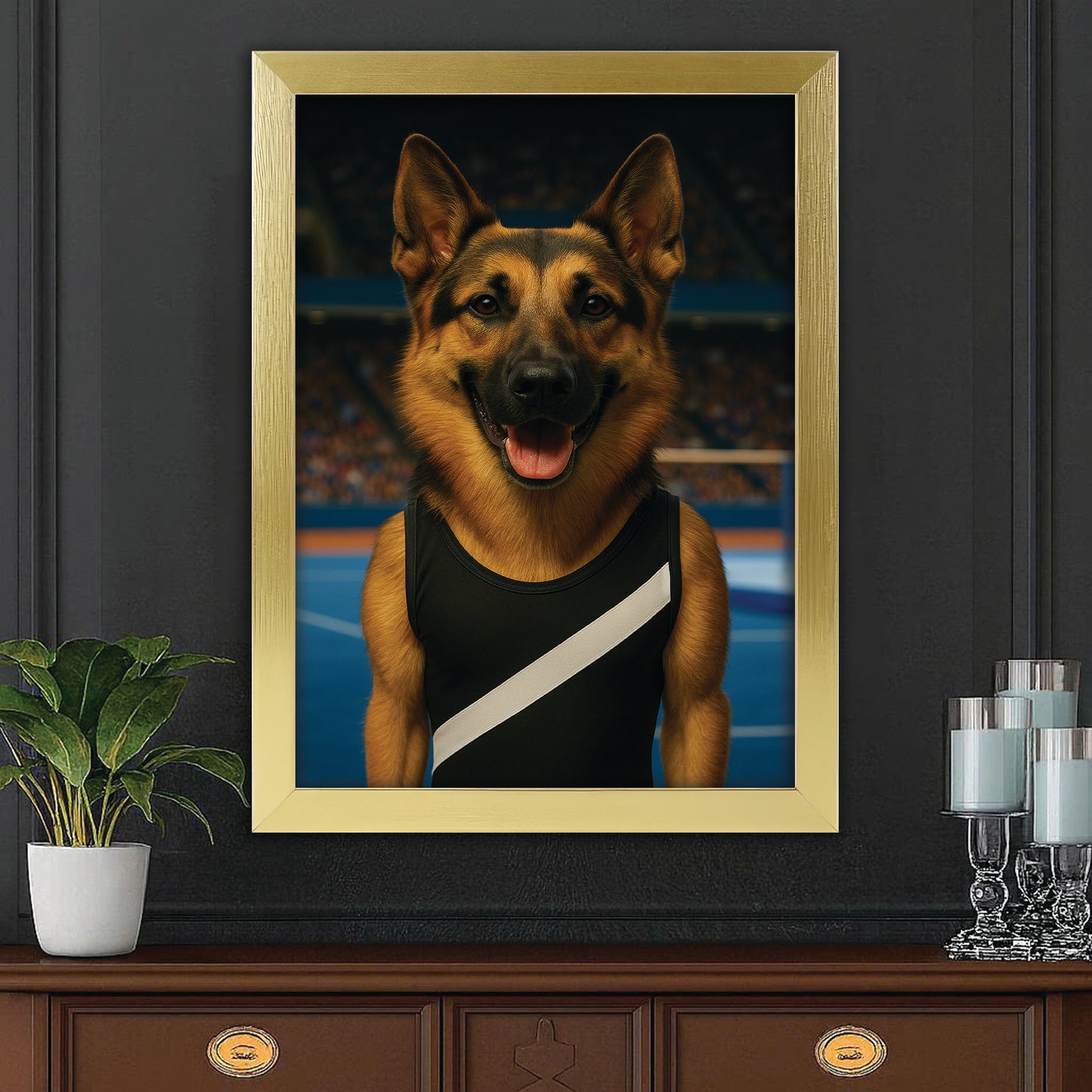 Custom Photo Gymnast Dog Canvas Framed Wall Art Gift For Dog Lovers