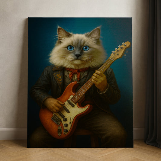 Custom Photo Cat Rock n Roll Canvas Gift For Cat Lovers