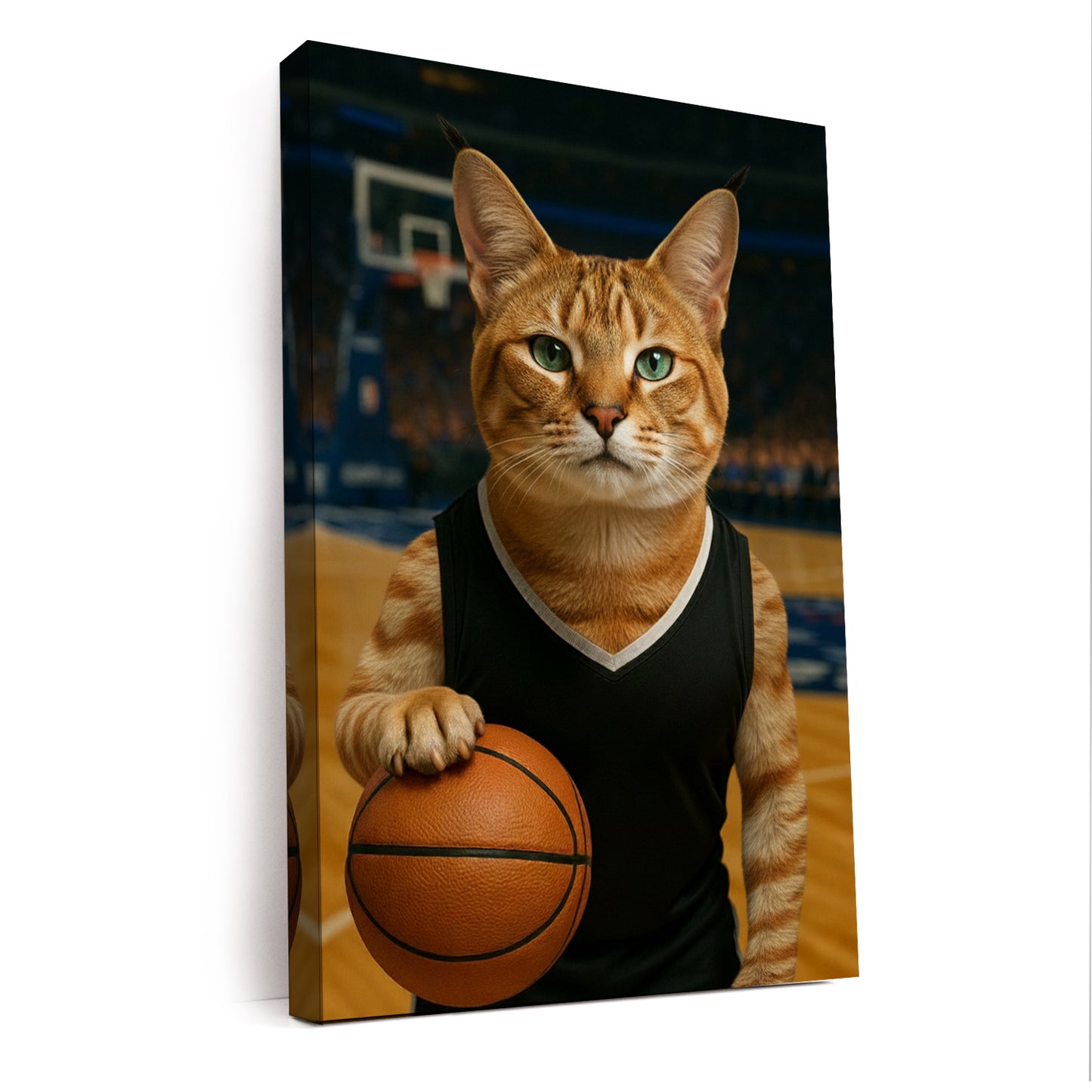 Custom Photo Basketball Player Cat Canvas Gift For Cat Lovers
