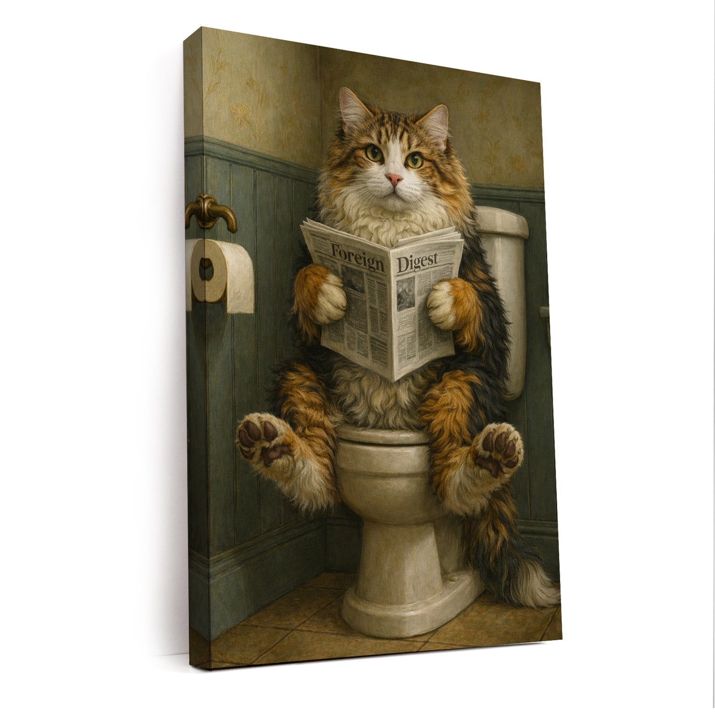 Custom Photo Cat In Bathroom Style 2 Canvas Gift For Cat Lovers
