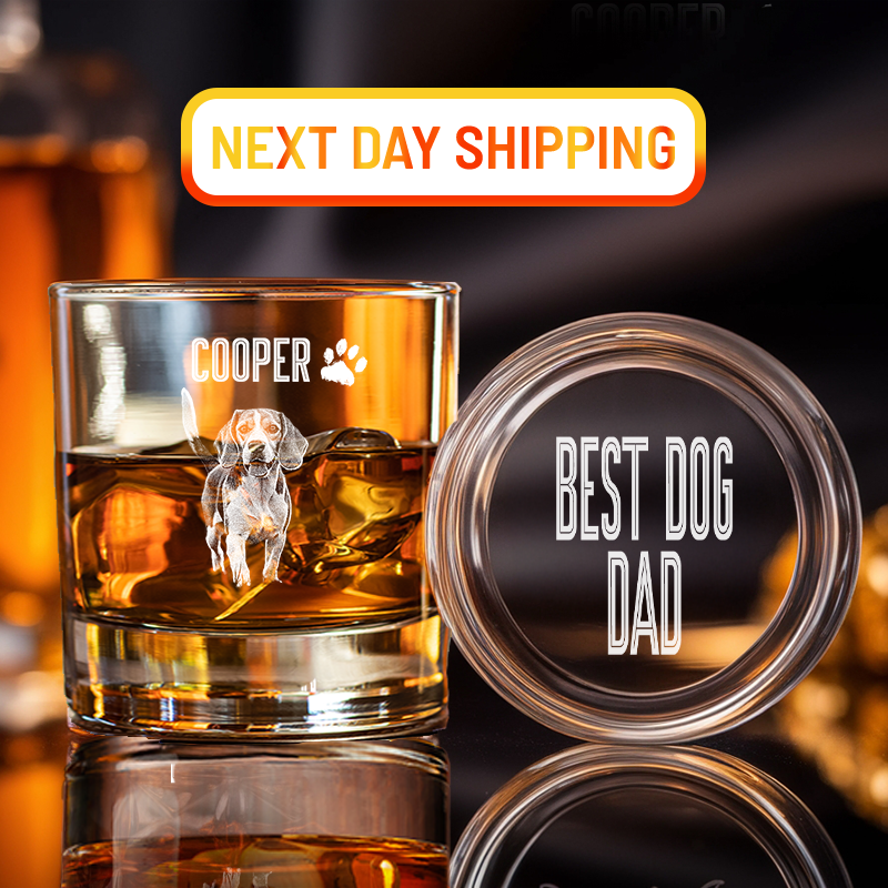 Custom Dog Photo Whiskey Glass, Best Dog Dad Gift, Personalized Pet Owner Gift, Pet Memorial Glass