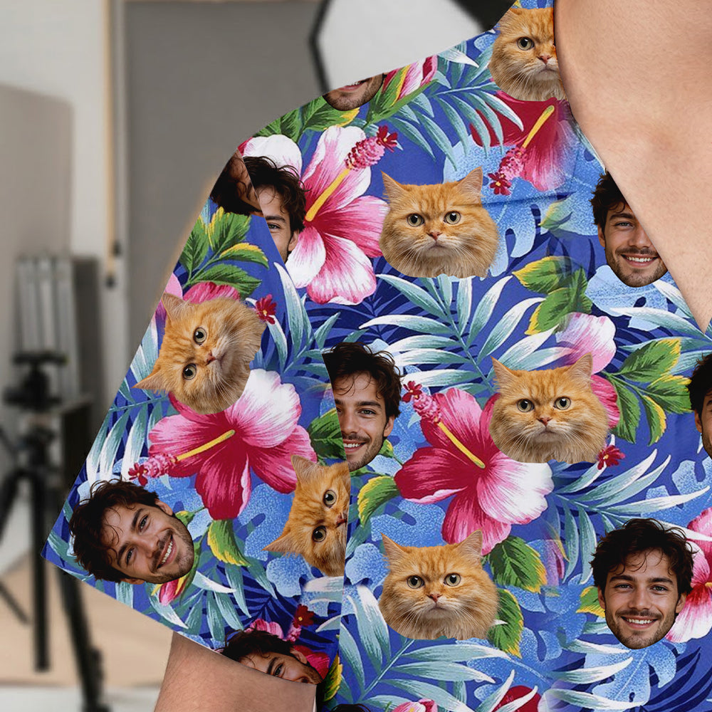 Custom Photo Cat Hawaiian Shirt, Dog & Cat Lover Matching Shirt For Summer Holiday THUC99