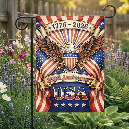 USA 250th Anniversary Garden Flag 1776–2026, Patriotic Eagle 4th of July Outdoor Decor