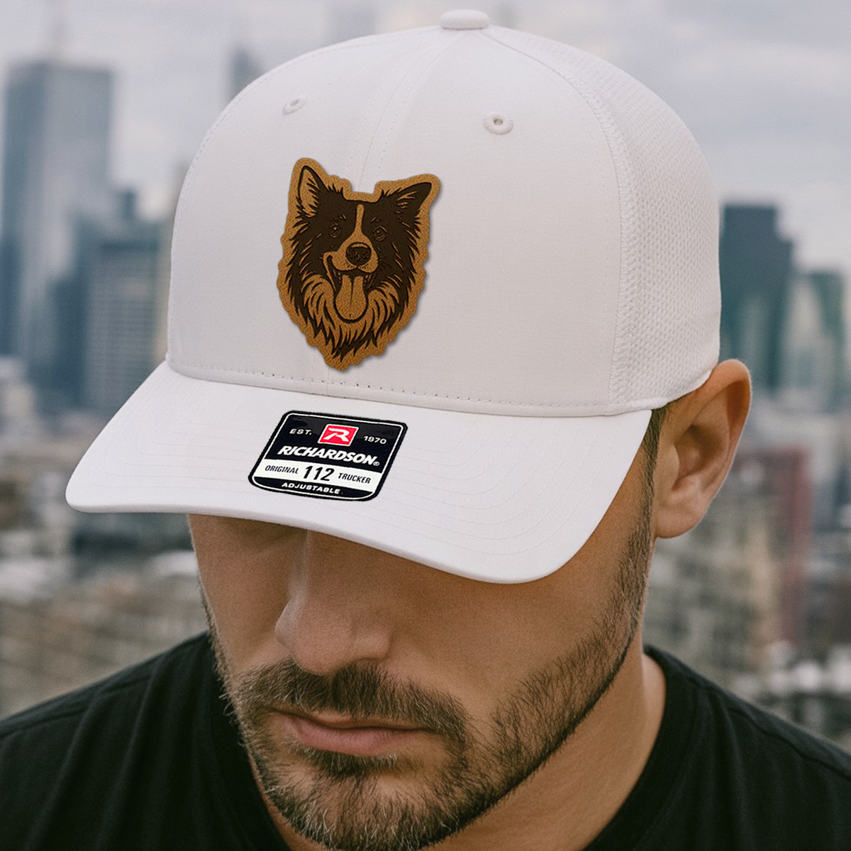 Custom Pet Photo Trucker Hat – Personalized Pet Patch Leather Patch Hat – Dog Lovers Gift – Pet Memorial Gifts TNGANSP001