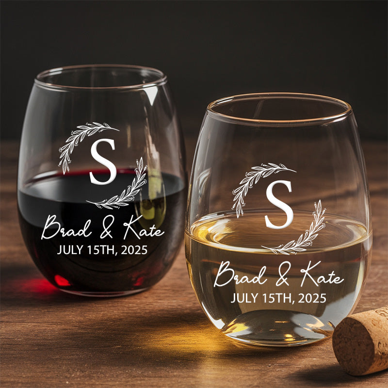 TNG995 Custom Wedding Wine Glasses, Custom Wedding Logo Gifts, Personalized name Wine Glass, Wedding Decor