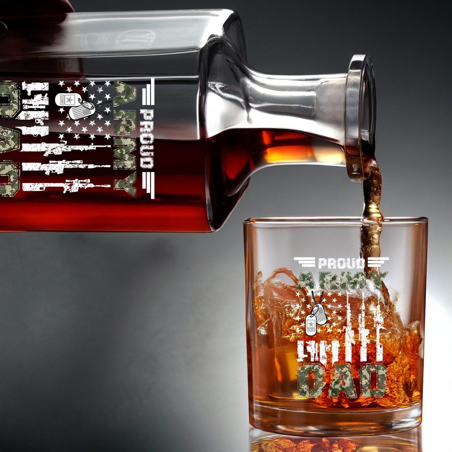 Proud Army Dad US Army Whiskey Decanter Gift Set | Best Gift For Dad | Dad Gifts Army