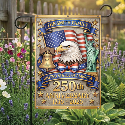 Custom Family Name USA Flag 250th Anniversary Patriotic Outdoor Decor Eagle Design