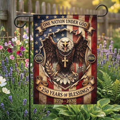 Christian USA 250th Anniversary Garden Flag One Nation Under God Patriotic Decor