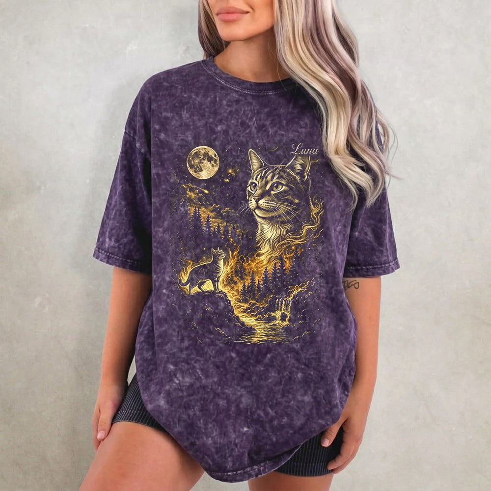 Custom Photo Cat T-Shirt, Personalized Pet Unisex Wash Shirt THUC99