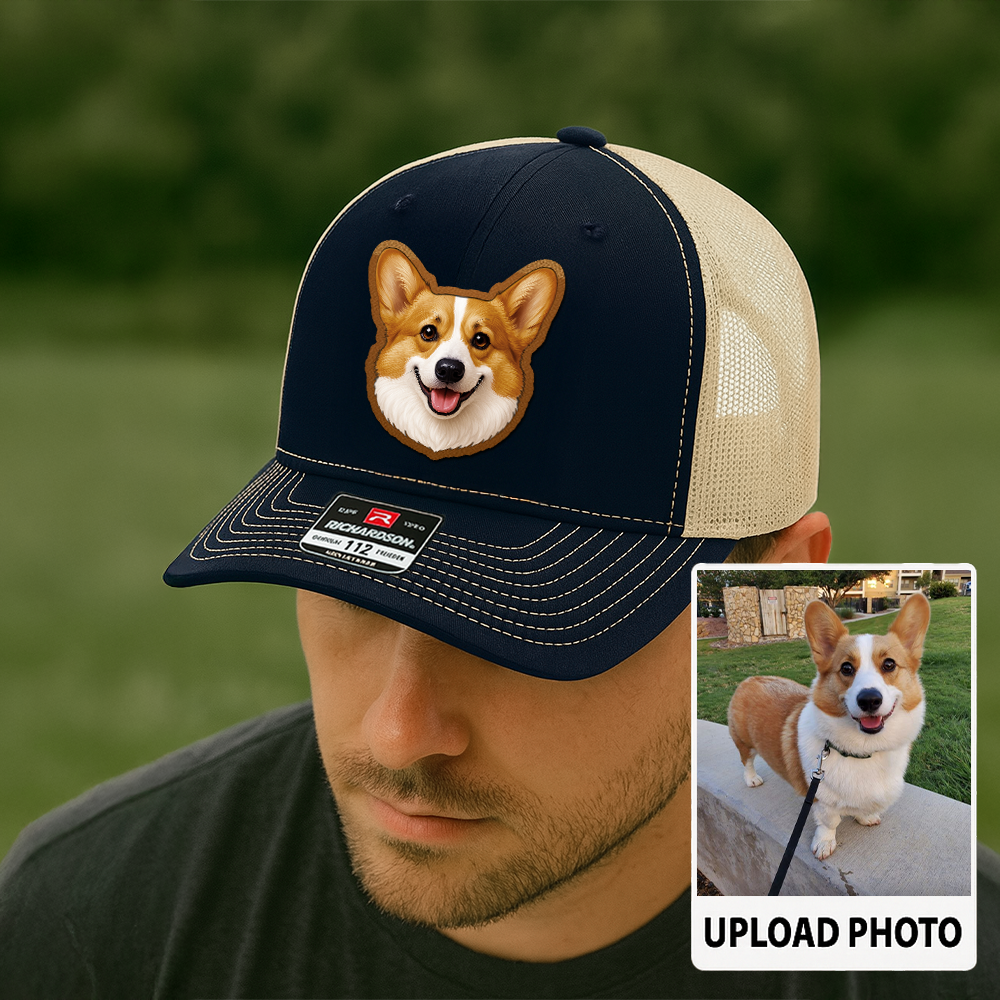 Custom Pet Printed Leather Hat – Unique Trucker Cap with Your Pet's Picture – Personalized Dog Gift TH996