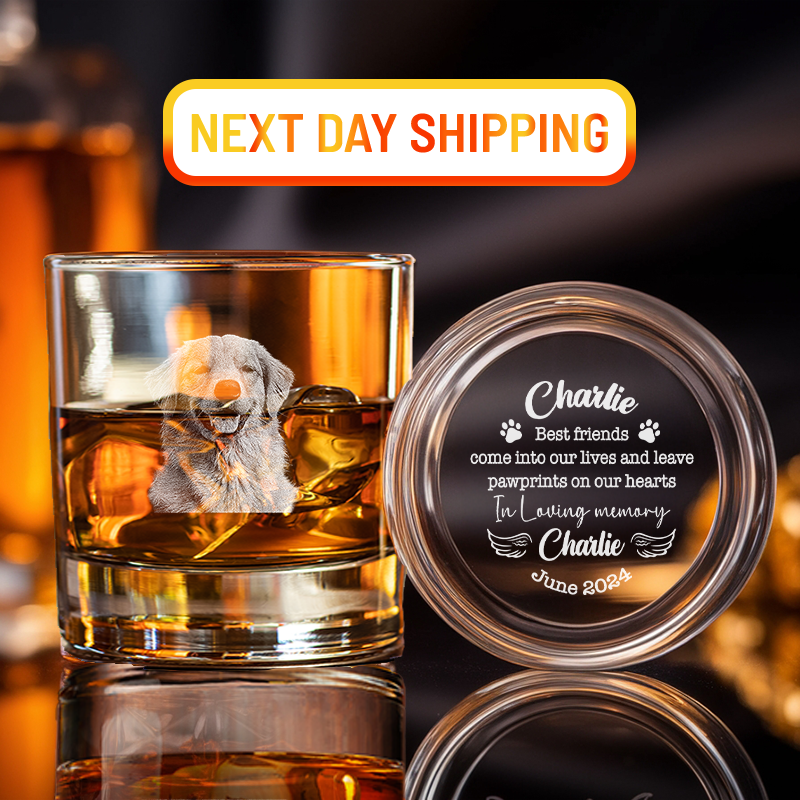 Personalized Dog Memorial Whiskey Glass, Memorial Pet Glass with Photo, Dog Memorial Gifts, Dog Sympathy Gift TNG201