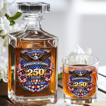250 Years Whiskey Decanter Set 1776-2026 Patriotic American Gift for Independence Day THUC99