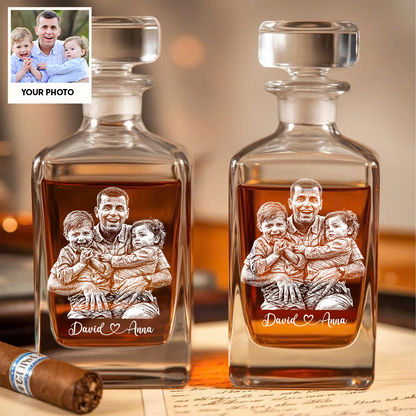 Custom Photo Father's Day Whiskey Decanter, Personalized Dad Gift THUC99