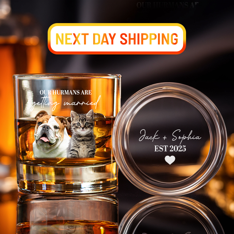 Personalized My Humans Are Getting Married Whiskey Glass, Custom Dog Engagement Glass, Custom Pet Wedding Gift TNG196